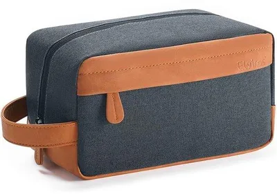 Immagine prodotto di Borsa da bagno da viaggio in Finto cuoio impermeabile, blu navy, taglia media