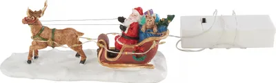 Produktbild von VBS Miniatur Santaschlitten mit 1 Rentier, mit LED Beleuchtung, batteriebetrieben
