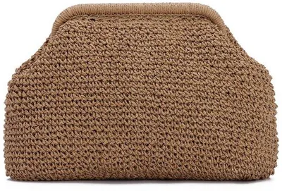 Produktbild von Ibenzoa® Gewebte Strohtasche-Clutch für Damen aus Papierkordel mit Polyesterfutter, 36×5×22 cm – elegante Sommer- & Strandtasche