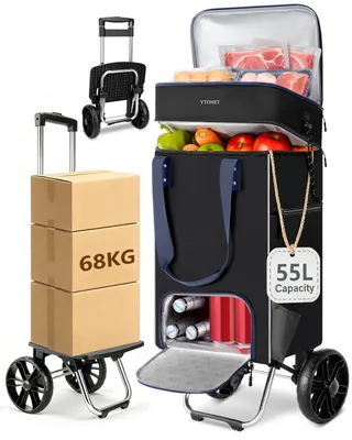 Einkaufswagen klappbar 55L/68kg mit Kühlfach, 3-in-1, schwarz