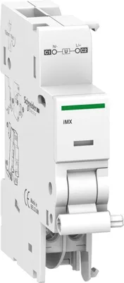 A white electrical component, likely a circuit breaker or similar device, is shown against a white background.
