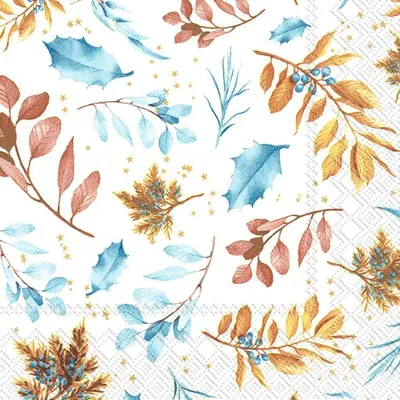 Produktbild von WARM WINTER LEAVES white Lunch-Servietten L 919490