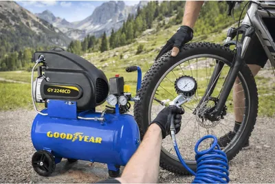 Image de Compresseur d'air 24 Litres 8 bar 165L/min Manomètres Gonflage Soufflage Outils Pneumatiques GOODYEAR