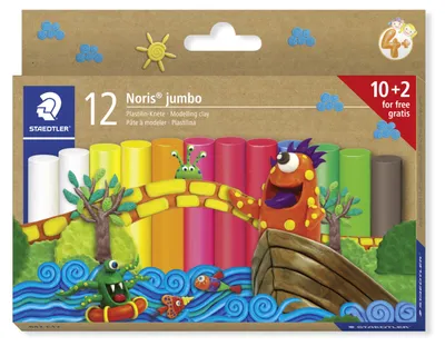 Produktbild von STAEDTLER Noris jumbo 842 Plastilin-Knete Etui mit 12 Knetstangen à 16,6g