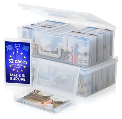 Fotoaufbewahrungsbox 2er-Set, 16 Fächer, 3200 Fotos, stapelbar