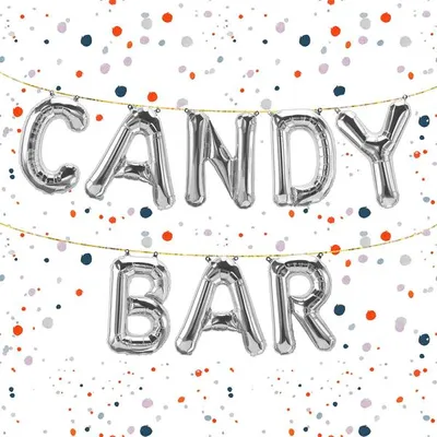 Produktbild von Folienballon Schriftzug Candy bar, Silber, ca. 80 cm für Luftbefüllung