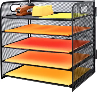 Produktbild von 6 Fachkompartimente Metall -Dokumentschale, A4 Office Desk Organizer, Halter, Dateimagazin Briefpapier Schwarz