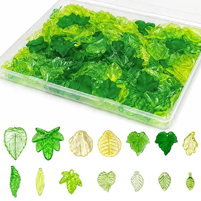 320 Acryl Blatt-Anhänger, transparent, 14 Formen, 0,5-2,5 cm