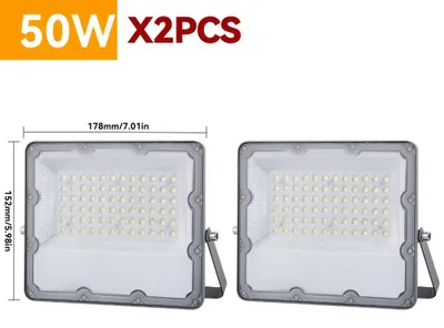 Image de Lot de 2 lampes murales LED d'extérieur - 50 W - Sans détecteur PIR - Indice de protection IP66 - Lumière blanche froide - 220 V
