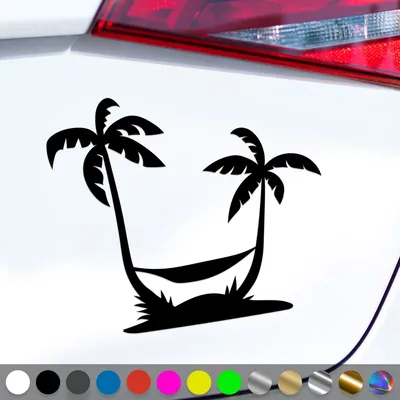 Produktbild von PantherPixel Palmen Aufkleber Insel Reisen Camping Strand Urlaub Sticker Auto Geschenkidee Farbe Schwarz