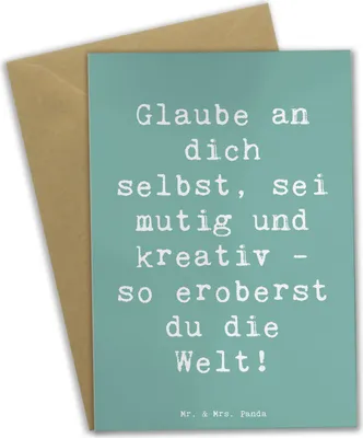 Produktbild von Mr. & Mrs. Panda Grußkarte Spruch Die Freude an der Kreativität entdecken - Meeresbrise - Geschenk, Vertrauem, hochzeitskarten, osterkarten, kreative Köpfe, Lebensfreude