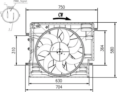 Obrázok produktu pre Ventilátor, chladenie motora NRF 47967