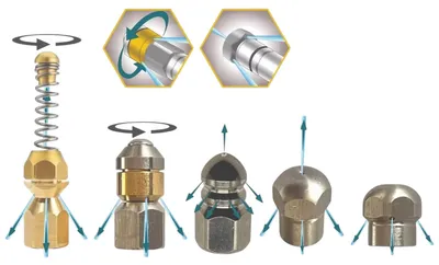 5er-Set Hochdrucksprühdüsen 1/8" für Rohrreinigung