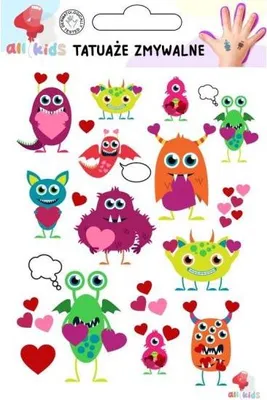 Produktbild von Abwaschbare Tattoos für Kinder Creatures in Love