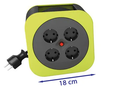 Produktbild von REV 0010012400, 10 m, Drinnen, 1,5 mm², Schwarz, Grün, 4 AC-Ausgänge, 230 V