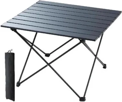 Produktbild von Happyment Campingtich – Klappbarer Picknicktisch – 66 kg Tragkraft – Für 4 Personen – Aluminium – Schwarz