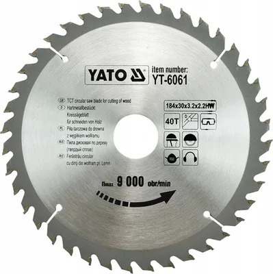 Produktbild von Yato YT-6061, Kunststoff, Holz, 18,4 cm, 3 cm, Hartmetall-bestücktes Wolfram (TCT), 2,2 mm, 9000 RPM