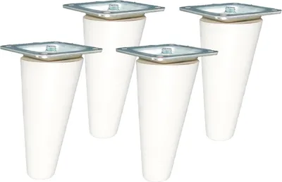Produktbild von Holz-Möbelbeine schräg, weiß lackiert, 12 cm, 4er Set mit Montagezubehör