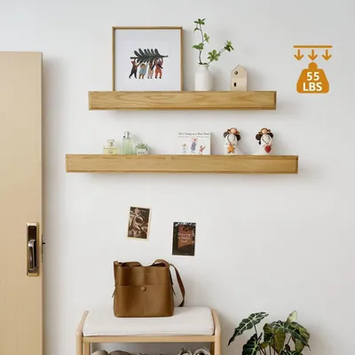 Zdjęcie produktu dla Półka wisząca z litego drewna dębowego, wymiary: 60 x 8 cm