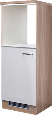 Produktbild von Demi Geräteumbauschrank Küche - 60 cm breit - Hochglanz Weiß Sonoma Eiche – Valencia