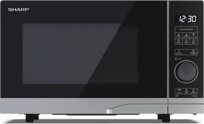 A studio shot of a Sharp microwave oven.