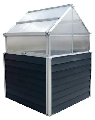 Obrázok produktu pre Kovový vyvýšený záhon Westmann so skleníkom Store & Grow antracit 120x120x169 cm