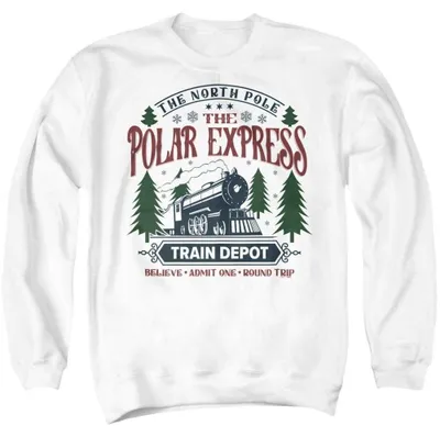 Immagine prodotto di Felpa unisex "Train Depot" ispirata al film "Il Polo Express", taglia L, colore bianco