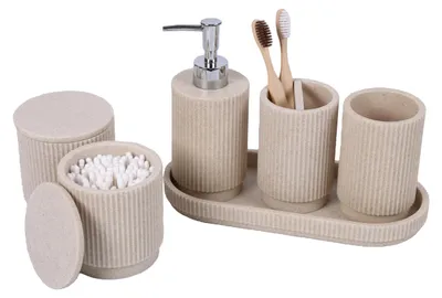 Immagine prodotto di Set da bagno da 6 pezzi, con dispenser per sapone e porta spazzolini