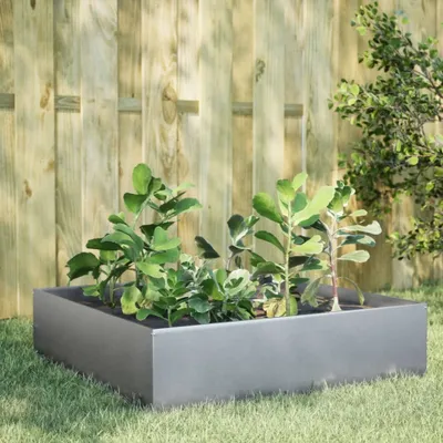 Image de Maison Exclusive - Potager surélevé 100 x 100 x 41 cm en acier galvanisé