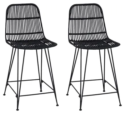 Produktbild von vidaXL Barhocker 2 pcs Schwarz 44 x 54 x 96 cm Rattan und Stahl