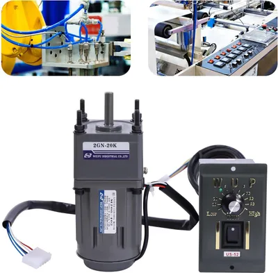 Obrázek produktu pro Motor s převodovkou a regulátorem otáček – 220 V, 6 W – nastavitelné otáčky 0–68 ot./min – převodový poměr 20:1 – tichý chod 40 dB – CE