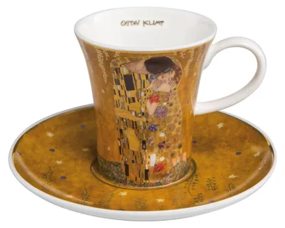 Espressotasse aus Porzellan mit Untertasse, Gold, 100 ml