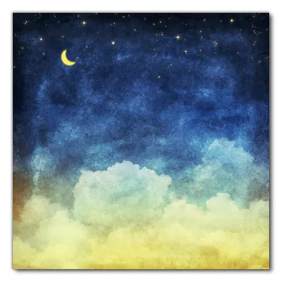 Produktbild von Wallario selbstklebende Möbelfolie/ Tischdecke für Innen und Außen, Größe: 100 x 100 cm - Wolkenhimmel mit Mond und Sternen