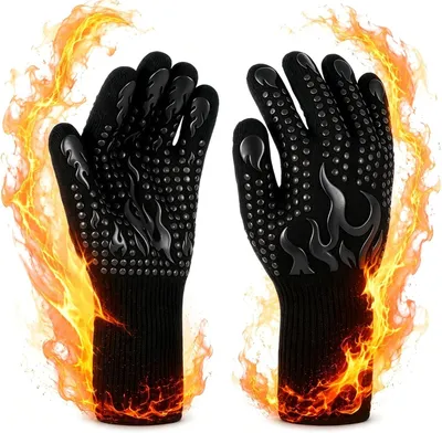 Imagen del producto de Guantes resistentes al calor para parrilla, hasta 800 °C, de silicona, color , 1 par, para la cocina