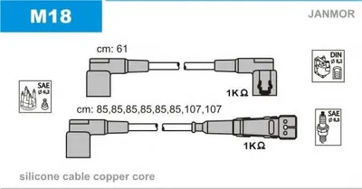 Obrázok produktu pre Sada zapaľovacích káblov JANMOR M18 vhodná pre MERCEDES-BENZ trieda S – limuzína (W126), SL (R107) a trieda S – kupé (C126)