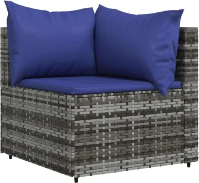Obrázok produktu pre vidaXL Záhradná rohová pohovka s vankúšom Grey Poly Rattan