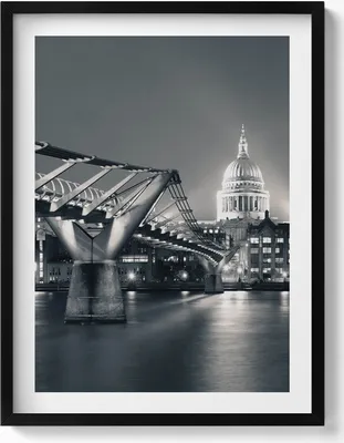 Produktbild von Schwarz-weißes Stadtbild– Wandbild mit Rahmen – Gerahmtes Bild  – Wanddekoration – 60x80 cm –  Schwarz Rahmen
