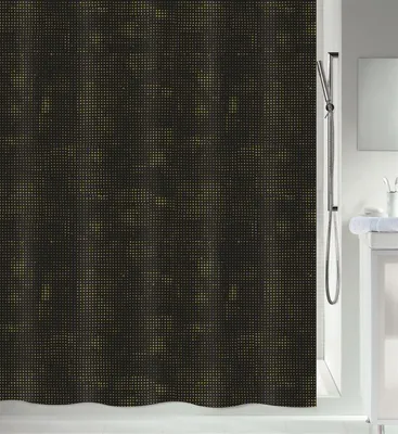 Obrázek produktu pro Sprchový závěs Spirella proti plísním - antibakteriální, omyvatelný, voděodolný, polyester, "Georges" 120x200cm Black Gold