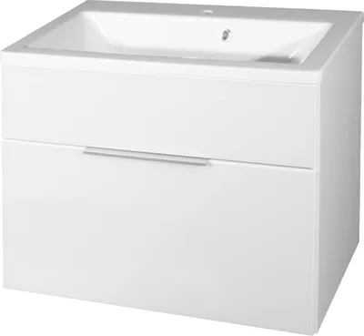 Produktbild von Fackelmann KARA Badmöbel Set 2-teilig 80cm, Weiß, Gussmarmor, 1 Schublade