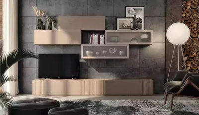 Image de Meuble mural tv Armoire salon Set Meubles de salon modernes Meubles muraux