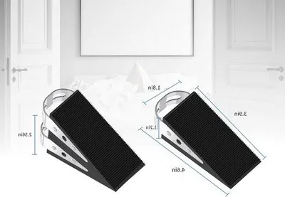 Obrázek produktu pro 2 ks gumových trojúhelníkových zarážek do dveří – nepoškrábající a neklouzavé zarážky s 2 držáky z nerezové oceli