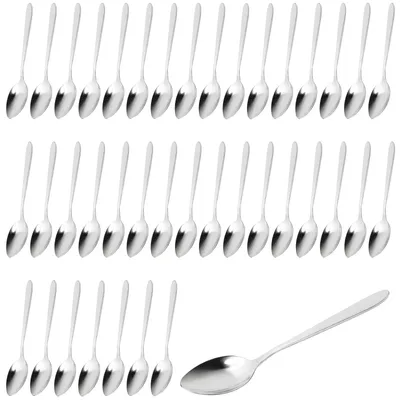 Zdjęcie produktu dla Zestaw 40 łyżek do zupy – stal nierdzewna – zestaw łyżek do zupy – łyżki stołowe – trwałe – 18,5 x 4 cm – zestaw sztućców