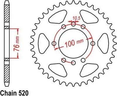 Obrázek produktu pro Rozeta 37 rozteč 520 pro SUZUKI DR 500 750 GN400 GSX-R 750 1100 RF900 VL250