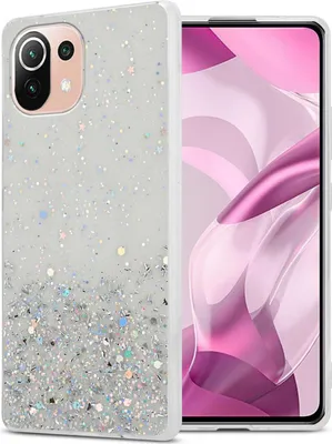 Obrázok produktu pre Cadorabo puzdro pre Xiaomi Mi 11 LITE (4G / 5G) / 11 LITE NE v priehľadnej farbe s trblietkami ochranný kryt z pružného TPU silikónu s trblietavým krytom puzdra na mobilný telefón
