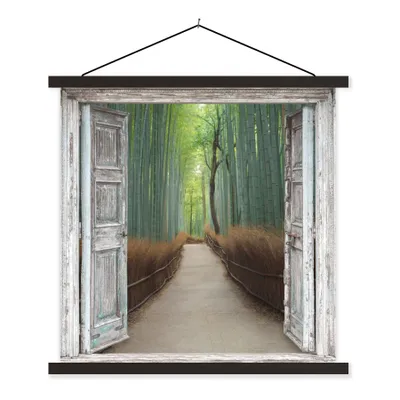 Produktbild von MuchoWow® Textilposter Bambus - Japan - Aussicht - Wald 40x40 cm mit schwarzem Rahmen - Fotos