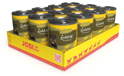 Produktbild von JosiDog Game in Sauce | 12 x 415 g | Nassfutter für ausgewachsene Hunde | mit Wild