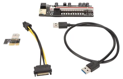 Obrázek produktu pro Napájecí adaptér s rozšiřujícím panelem PCIe, 6pinový, kompatibilní s rozhraním PCIe 1x, 4x, 8x a 16x, Plug and Play, USB, černý