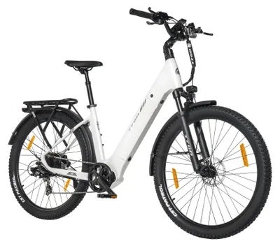 Immagine prodotto di E-bike per adulti - City/MTB - Batteria rimovibile da 48 V e 15 Ah - Motore brushless da 250 W - Autonomia di oltre 60 km - Freni a disco idraulici - Ruote da 70 cm - Bianco