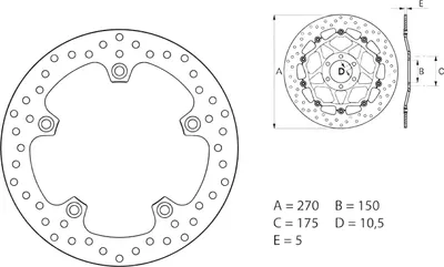 Image de BREMBO Disque de frein fixe 68B407G0 série or acier inoxydable D.270 épaisseur 5mm BMW