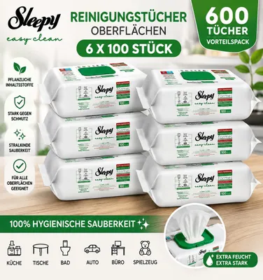 Zdjęcie produktu dla Sleepy Easy Clean Reinigungstücher White Soap 6x100
